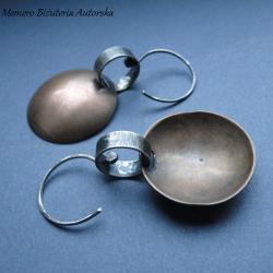 srebro,miedź,minimalizm,dwustronne - Kolczyki - Biżuteria