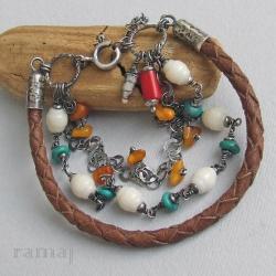 Ramaj,nadmorska bransoletka,z koralem - Bransoletki - Biżuteria