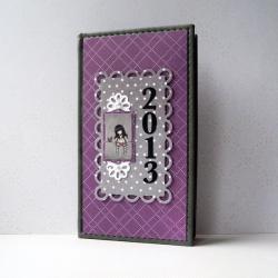 fioletowy unikatowy kalendarz,scrapbooking - Notesy - Akcesoria