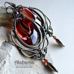 red sunset,efektowne,wire-wrapping,alabama - Kolczyki - Biżuteria