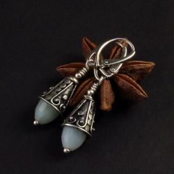 srebrne kolczyki z amazonitem - Kolczyki - Biżuteria