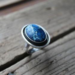 pierścionek srebro jaspis unikat - Pierścionki - Biżuteria