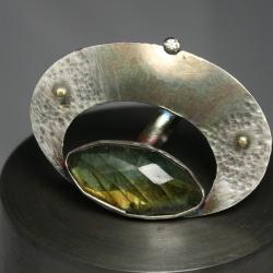 pierścionek ze srebra,labradorytu i cyrkonii - Pierścionki - Biżuteria