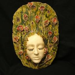 maska,kobieta,maki,unikat,zieleń - Ceramika i szkło - Wyposażenie wnętrz