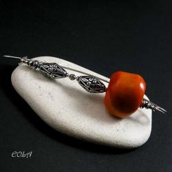 srebrna broszka z koralem - Broszki - Biżuteria