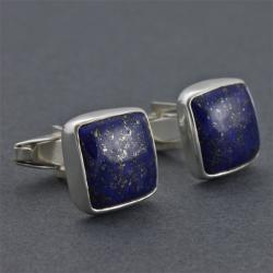 srebrne spinki z lapis lazuli - Dla mężczyzn - Biżuteria