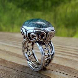 srebrny pierścionek z turkusem - Pierścionki - Biżuteria