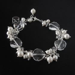bransoletka z perłami i kryształami Swarovski - Bransoletki - Biżuteria