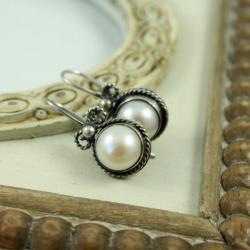 perły,subtelne,eleganckie,retro,delikatne - Kolczyki - Biżuteria