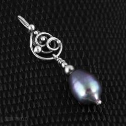 perła,słodkowodna,naturalna,duża perła,srebro - Wisiory - Biżuteria