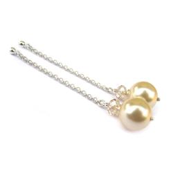 srebrne kolczyki ślubne ecru perły Swarovski - Kolczyki - Biżuteria