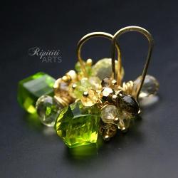 Ripititi Arts złoto- zielono barwne kolczyki Virdi - Kolczyki - Biżuteria