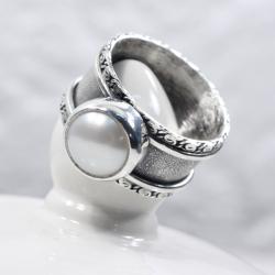 Srebrna Obrączka z perłą - Pierścionki - Biżuteria