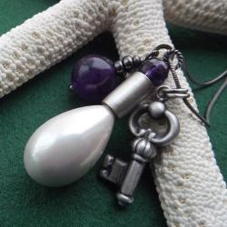 wisior srebrny,perła,ametyst - Wisiory - Biżuteria