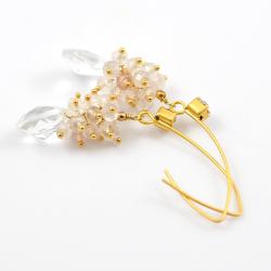 kolczyki romantyczne,złocone,z kwarcem - Kolczyki - Biżuteria