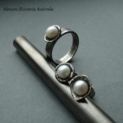 srebro,perły,białe,kobiece - Komplety - Biżuteria