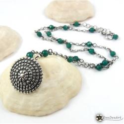 medalion,zielony,naszyjnik,agat,wyjątkowy,srebro - Naszyjniki - Biżuteria