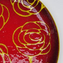 szkło,komplet,patery,dekoracja,czerwony,róże - Ceramika i szkło - Wyposażenie wnętrz