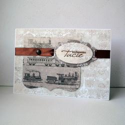 scrapbooking,kartka,pociągi,męska - Kartki okolicznościowe - Akcesoria