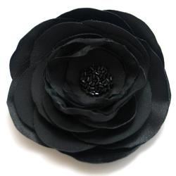 broszka,czarna,kwiat,elegancka,romantyczna - Broszki - Biżuteria
