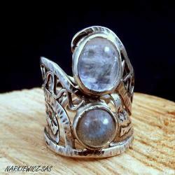 pierścionek z kamieniem księowym i labradorytem - Pierścionki - Biżuteria