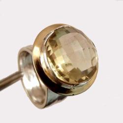 pierścionek srebro,złoto i cytryn - Pierścionki - Biżuteria