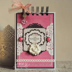 z różą,różowy,kobiecy,notes,pamiętnik - Notesy - Akcesoria