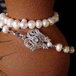 srebro,kobiece,romantyczne,elegancki,perły - Naszyjniki - Biżuteria