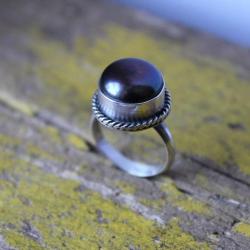 pierścionek perła srebro retro vintage - Pierścionki - Biżuteria