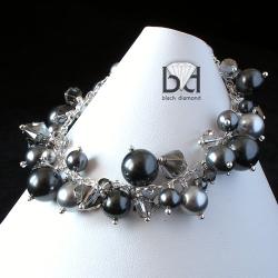 okazała bransoletka z perłami i kryształami - Bransoletki - Biżuteria