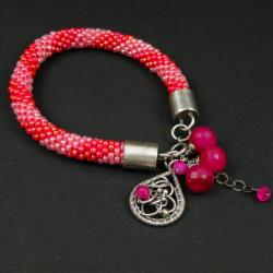 bransoletka,beading,różowa,wrapping,wężowa,plecion - Bransoletki - Biżuteria