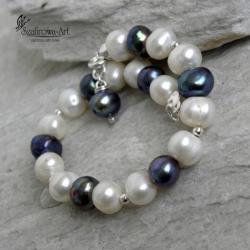 bransoleta,elegancka,perła,srebro - Bransoletki - Biżuteria