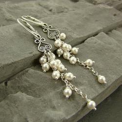 długie,delikatne,ślubne kolczyki z perłami - Kolczyki - Biżuteria