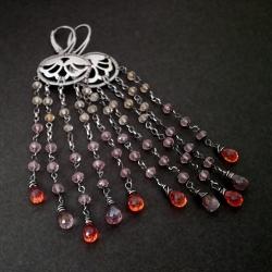 eleganckie,długie kolczyki z kwarcem różowym - Kolczyki - Biżuteria