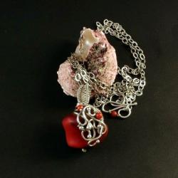 srebrny wisior z koralem - Wisiory - Biżuteria