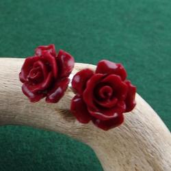 roamntyczne srebne sztyfty z różami - Kolczyki - Biżuteria