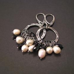 kolczyki,koła,perłowe,mlotkowane - Kolczyki - Biżuteria