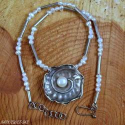 srebrny naszyjnik z perłami - Naszyjniki - Biżuteria