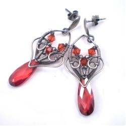 wire-wrapping,cyrkonie,swarovski,wyjątkowe,kolczyk - Kolczyki - Biżuteria