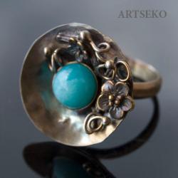 Artystyczny pierścionek z amazonitem - Pierścionki - Biżuteria