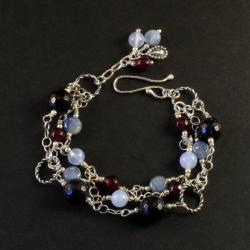 srebrna bransoletka w niebieskich kolorach - Bransoletki - Biżuteria