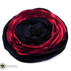 broszka,czerwona,czarna,elegancka,kwiat,satyna - Broszki - Biżuteria