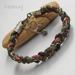 Ramaj,bransoletka,warkocz z plecionych rzemieni - Bransoletki - Biżuteria