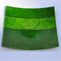 patera,szkło,dekoracja,na stół,zielony,fusing - Ceramika i szkło - Wyposażenie wnętrz