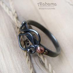 minimalistyczny pierścionek z motywem roślinnym - Pierścionki - Biżuteria