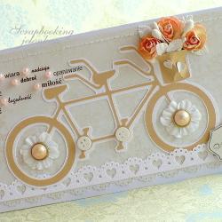 ślub,rower,tandem,kwiaty,bukiet,koraliki - Kartki okolicznościowe - Akcesoria