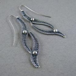 nowoczesne,wire-wrapping,oksydowane srebro - Kolczyki - Biżuteria