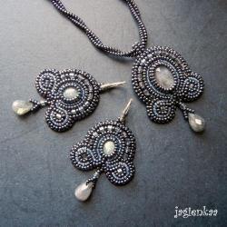 elegancki,efektowny,haft koralikowy - Komplety - Biżuteria