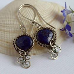 kolczyki,wire-wrapping,z lapisem lazuli - Kolczyki - Biżuteria