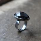Pierścionki pierścionek srebro unikat onyks filigran retro
